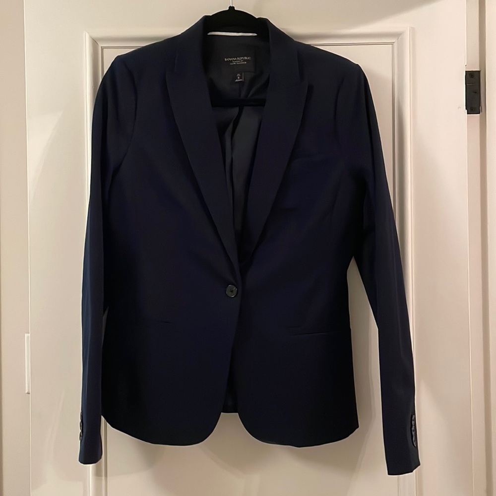 Banana Republic Classic Fit washable long and lean blazer cotton blend 8 tall